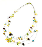 SS Amber and Turquoise 6 Strand Necklace