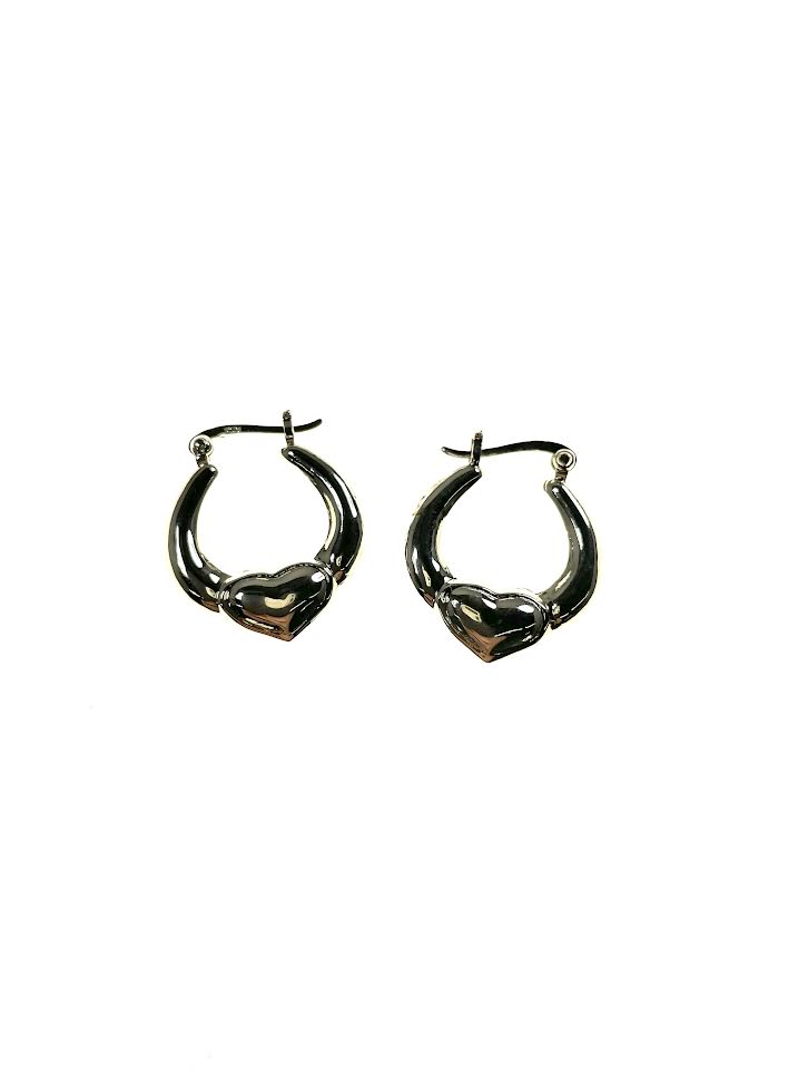 SS Heart Hoop Dangle Earrings