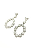 SS Quartz Crystal and CZ Freeform Drop Earrings
