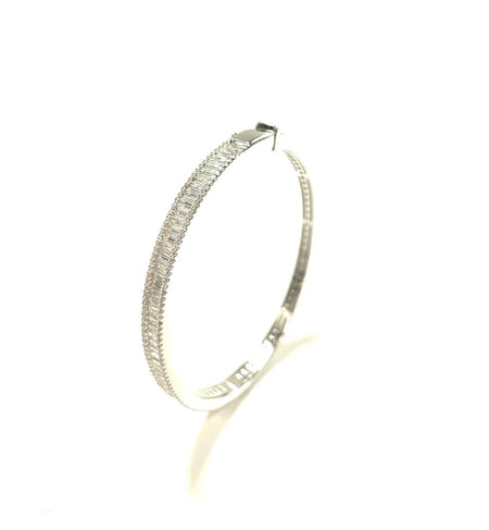 SS CZ Five Row CZ Bangle Bracelet