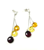 SS Amber Circles Dangle Earrings