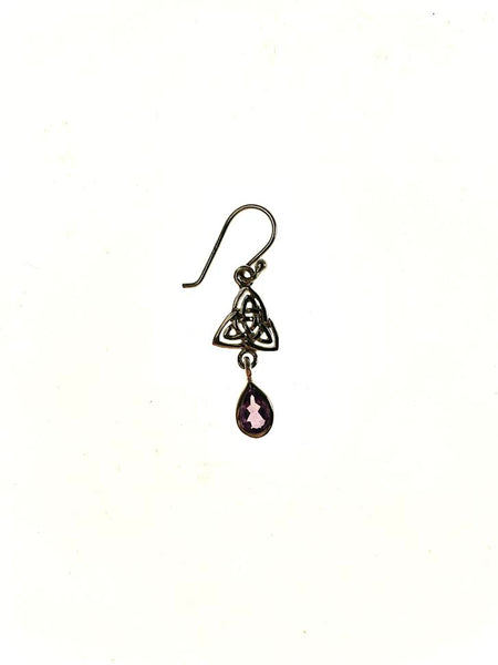 SS Amethyst Celtic Triangle Earrings