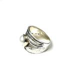 SS Pearl Round Swirl Ring Size 7,8