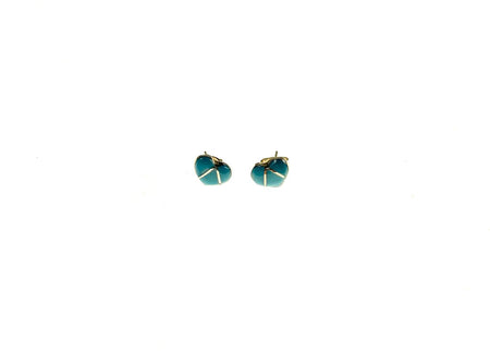 SS Turquoise & Created Opal Inlay Cat Earrings
