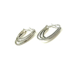 SS CZ Three Row Channel Hoop Earrings