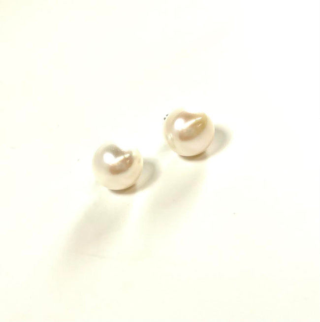 SS Fresh Water Pearl White 12mm Studs