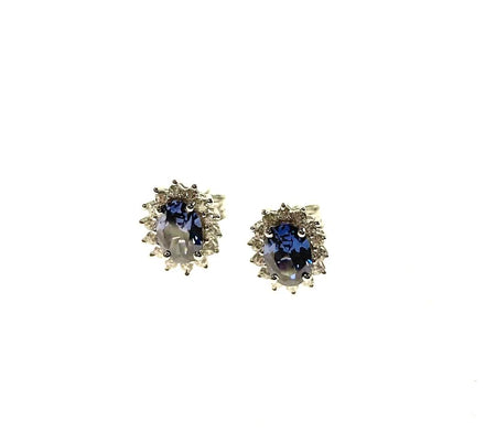 SS CZ Oval Flower Drop Earrings