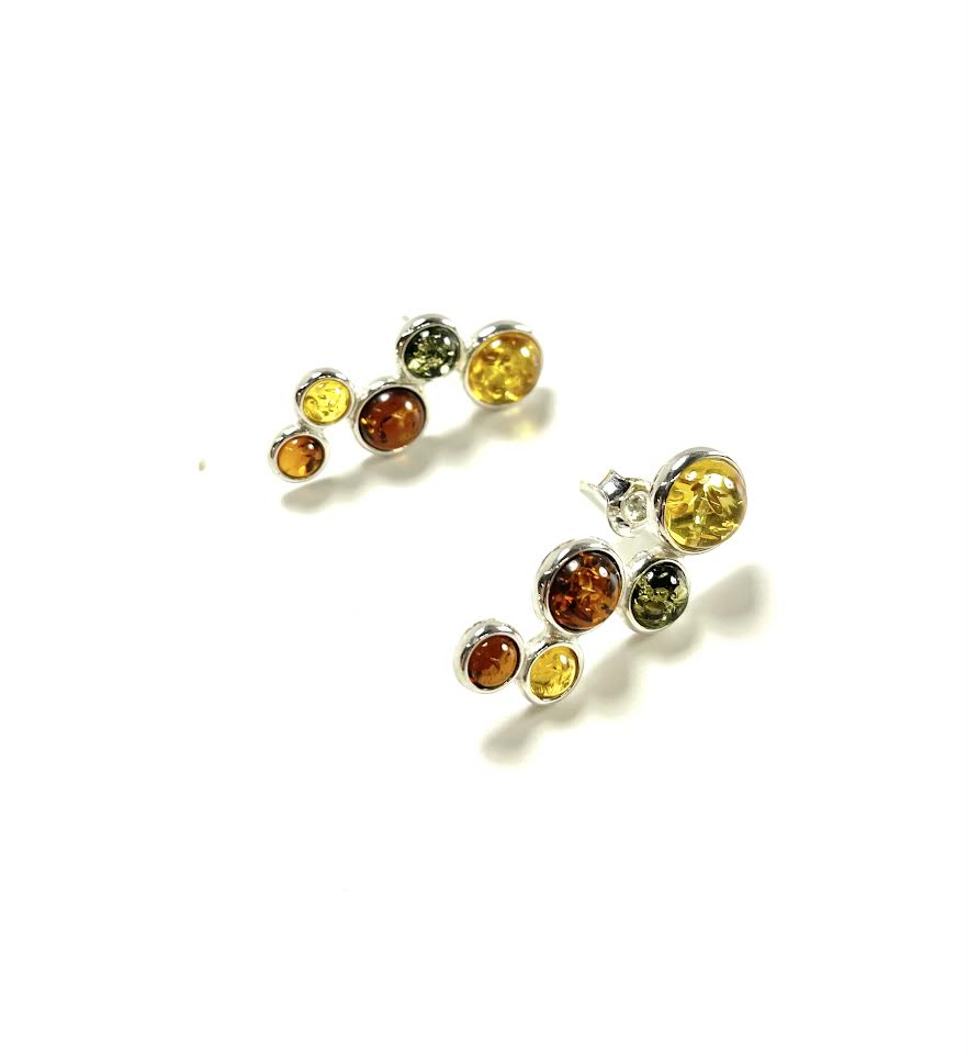 SS Amber Graduated Circle Stud Earrings