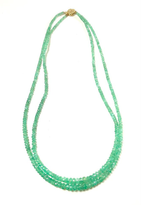 14KW Emerald and Diamond Freeform Flower Pendant