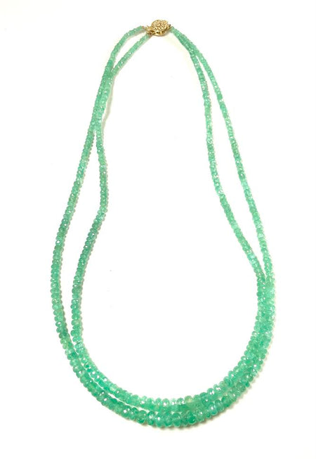 14K Emerald and Diamond Rectangle Necklace