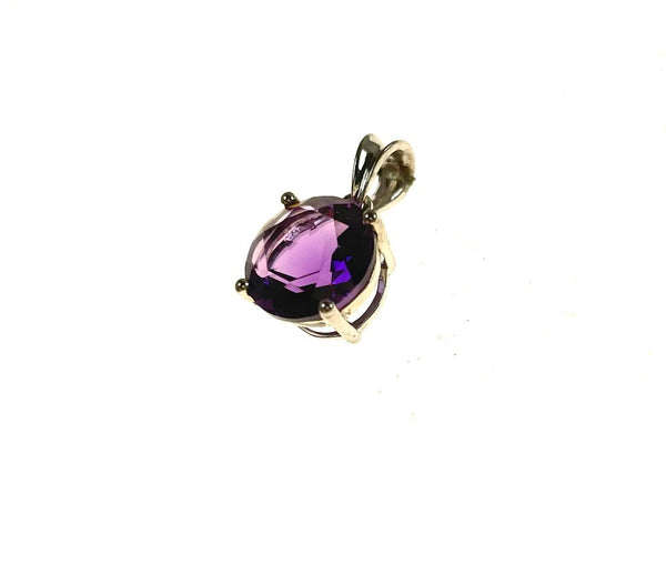 SS Created Amethyst Round 10mm Pendant