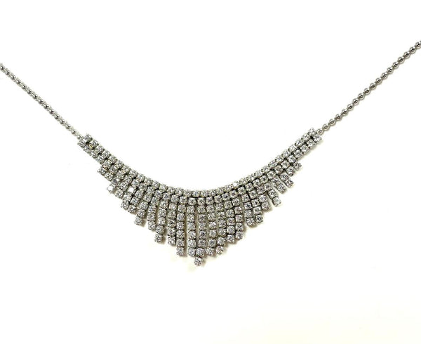 SS CZ V Nine Row Necklace