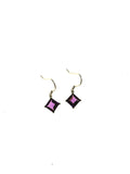 SS Created Amethyst Square Dangle Earrings
