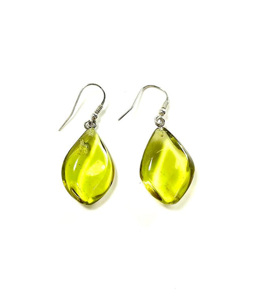 SS Caribbean Amber Leaf Dangle Earrings