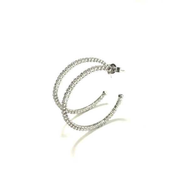 SS CZ 40mm Hoop Post Earrings