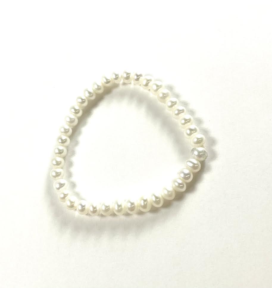 Fresh Water Pearl White Elastic Baby Bracelet