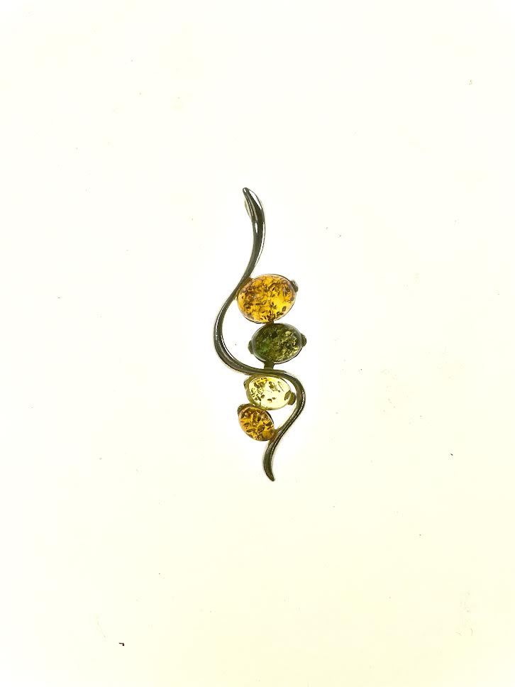 SS Amber Multicolor Ribbon Curl Pendant