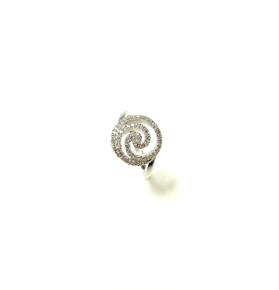 SS CZ Swirl Cutout Ring Size 7