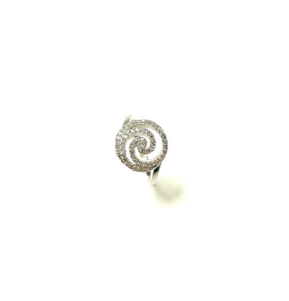SS CZ Swirl Cutout Ring Size 7
