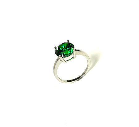 SS Created Emerald Pear Ring Size 8,9