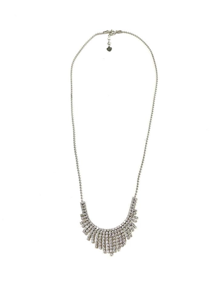 SS CZ V Nine Row Necklace