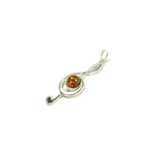 SS Amber Treble Clef Pendant