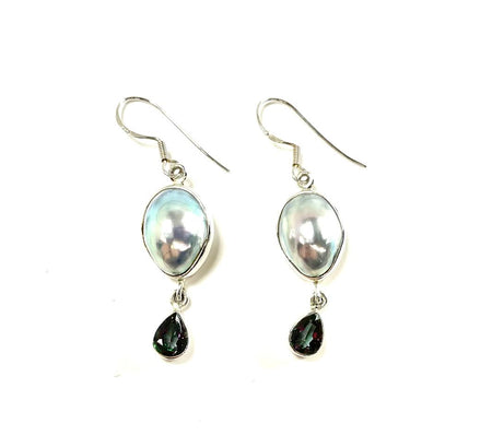 14K Emerald Oval and Diamond Drop Earrings