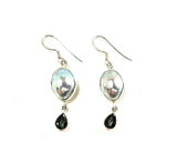 SS Pearl and Mystic Topaz Dangle Earrings