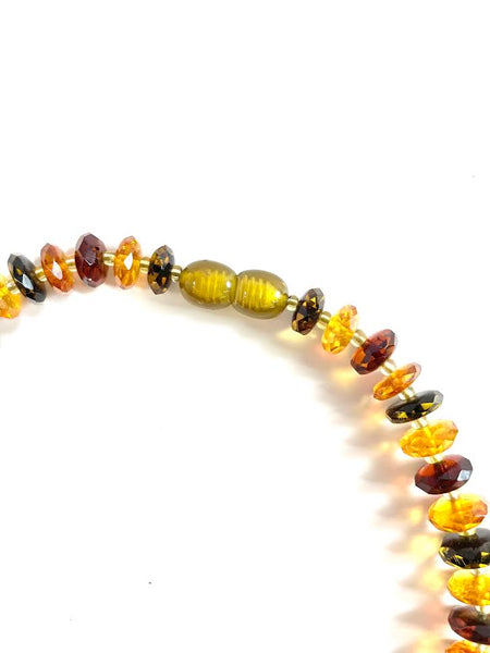 Amber Faceted Disk Beaded Necklace