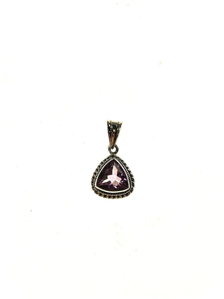 SS Amethyst Triangle Rope Coil Pendant
