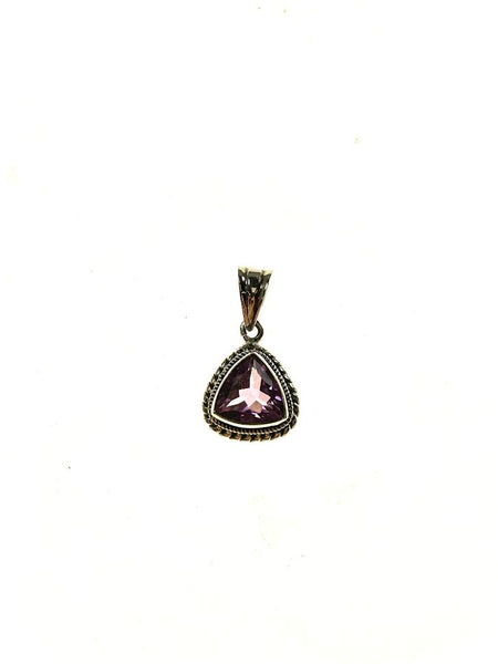 SS Amethyst Triangle Rope Coil Pendant