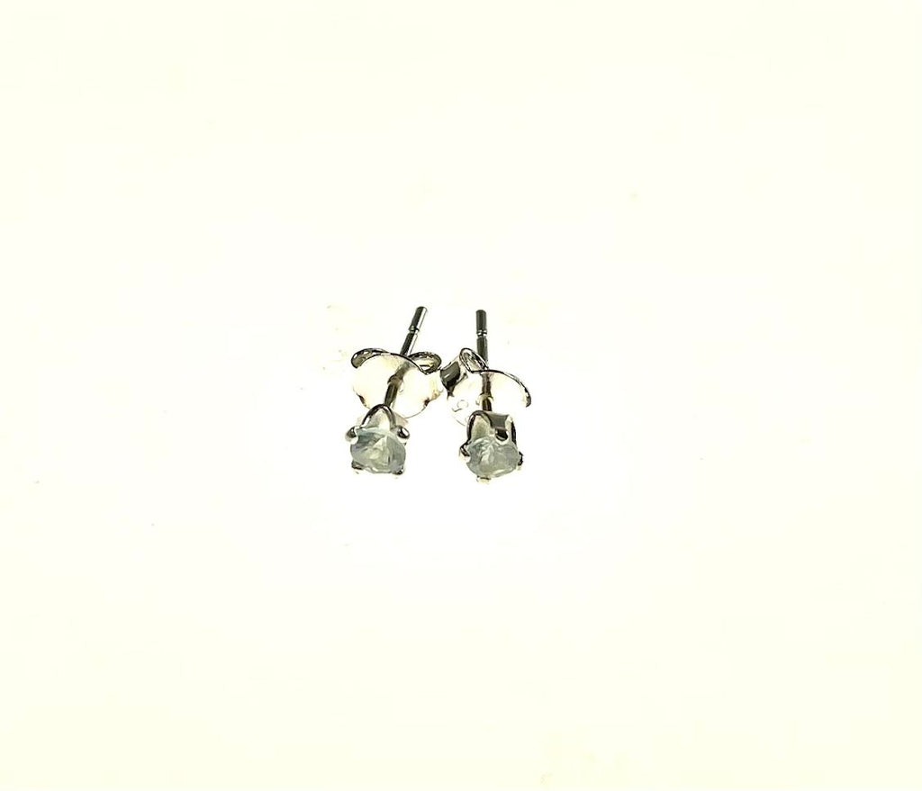 SS Aquamarine 3mm Stud Earrings