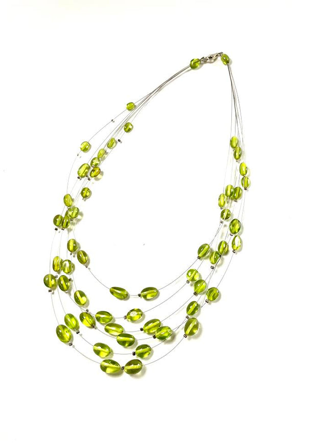 SS Caribbean Amber Nugget 6 Strand Wire Necklace