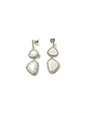 SS Quartz Crystal and CZ Freeform Dangle Earrings