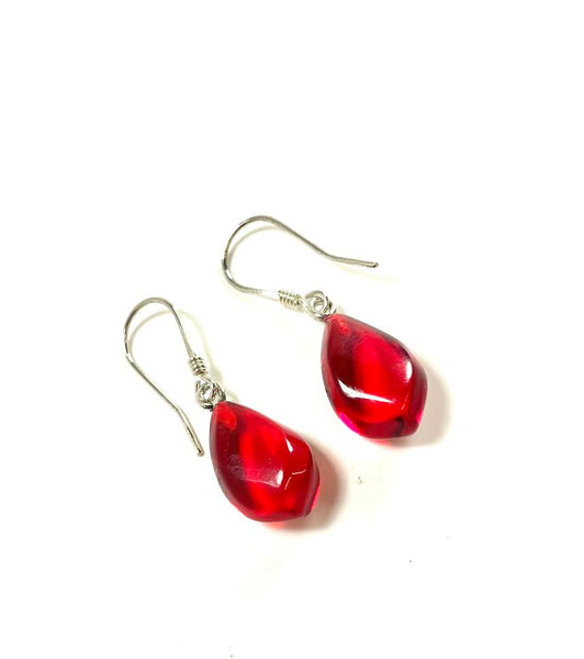 SS Apple Amber Leaf Dangle Earrings