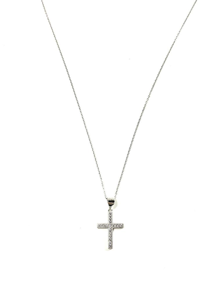 SS CZ Cross Necklace