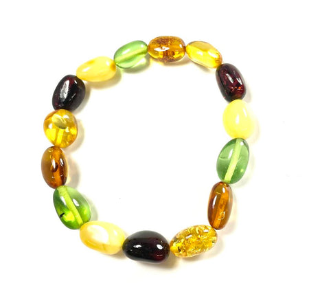 SS Amber Multicolor Pear Bezel Bracelet