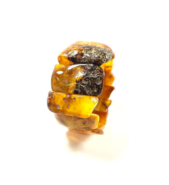 Butterscotch Amber Nugget Elastic Wide Bracelet