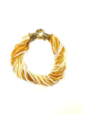NP Art Glass White and Gold Multi-Strand Bead Bracelet