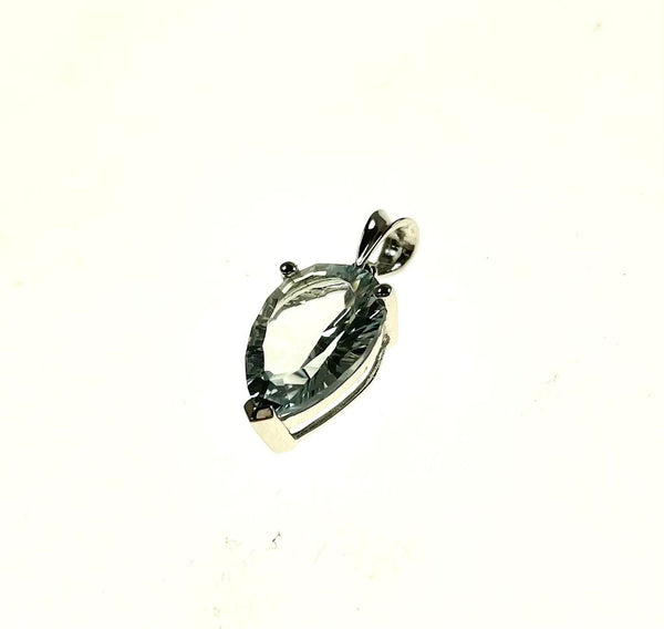 SS Created Aquamarine Pear Pendant