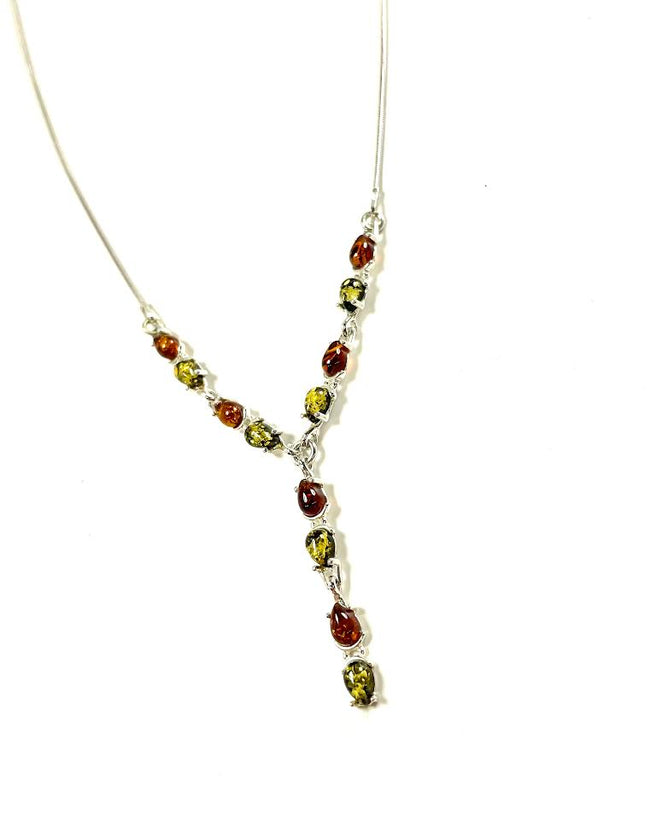 SS Amber Multicolor Pear Drop Necklace