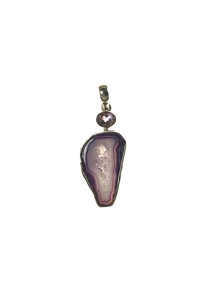 SS Agate and Amethyst Pendant