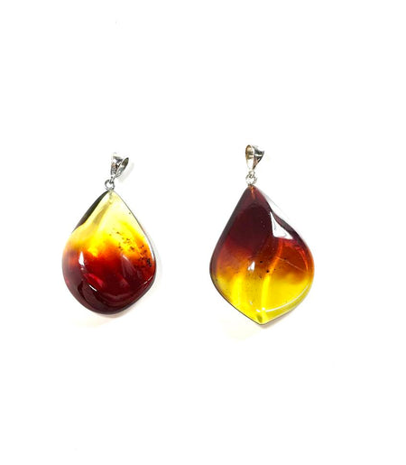 SS Caribbean Amber Medium Puff Drop Pendant