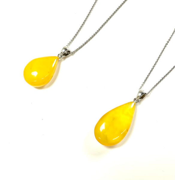 SS Amber Lemon Teardrop Necklace