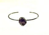 SS Amethyst Rough Cuff Bracelet