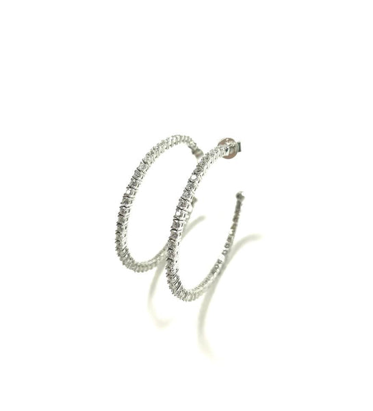 SS CZ 40mm Hoop Post Earrings