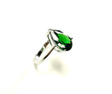 SS Created Emerald Pear Ring Size 8,9