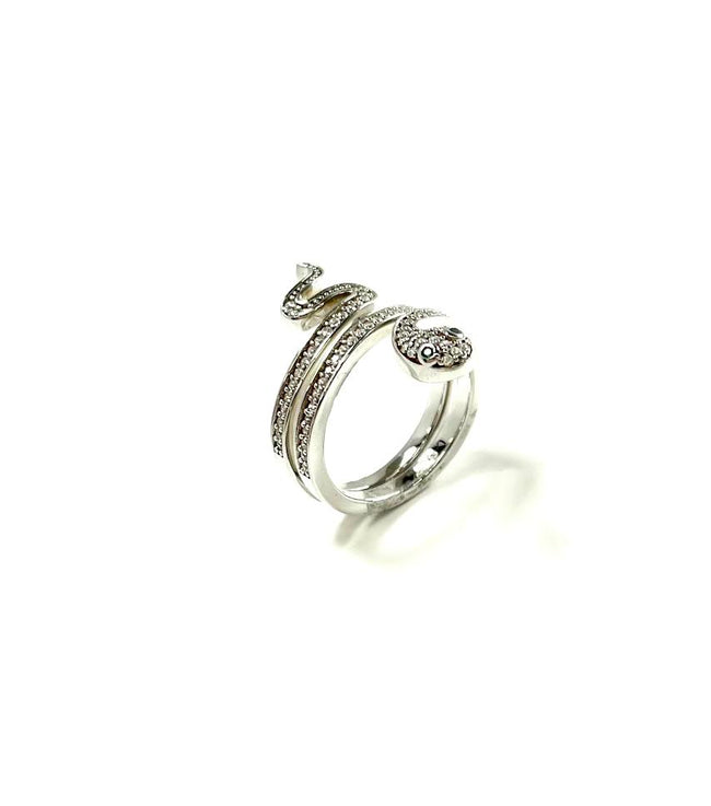 SS CZ Coiled Snake Ring Size 6