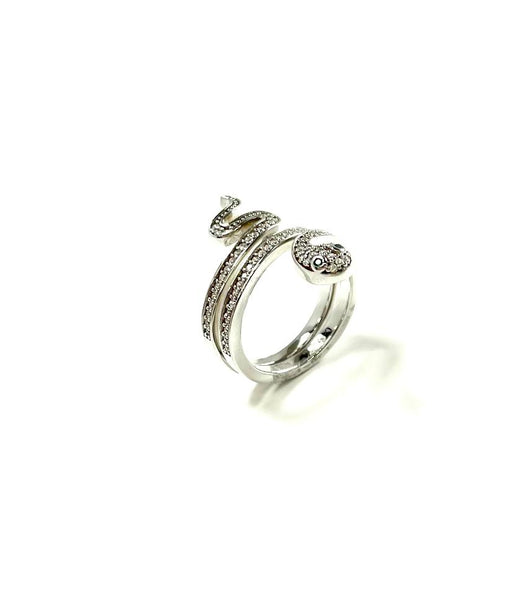 SS CZ Coiled Snake Ring Size 6