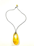 Assorted Amber Nugget Leather Drop Necklace